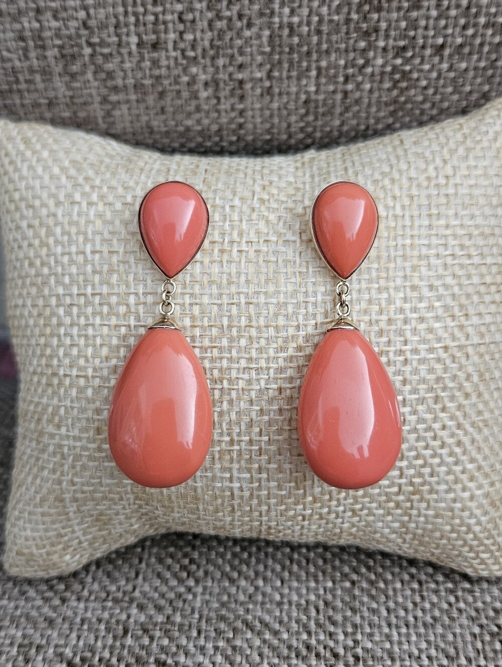 Ross-Simons Simulated Coral Drop Earrings in 14kt Yellow Gold
